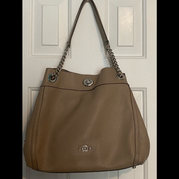 Coach | Bags | Coach Edie Turn Lock Taupe Leather Shoulder  display picture 1